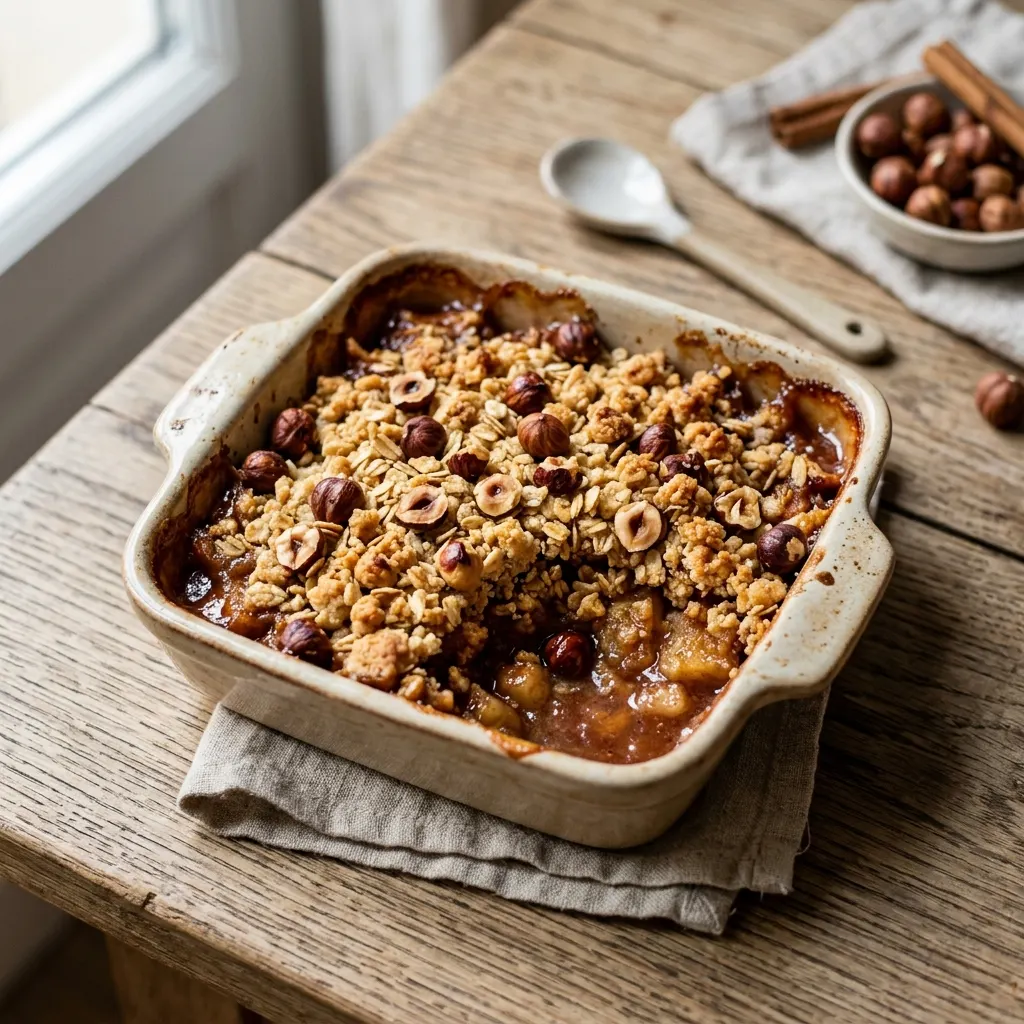 Crumble pommes-noisettes sans lactose