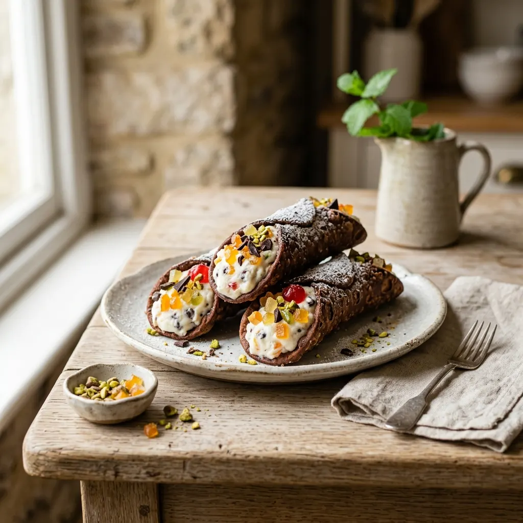 Cannoli siciliani (cannoli à la ricotta et aux fruits confits)