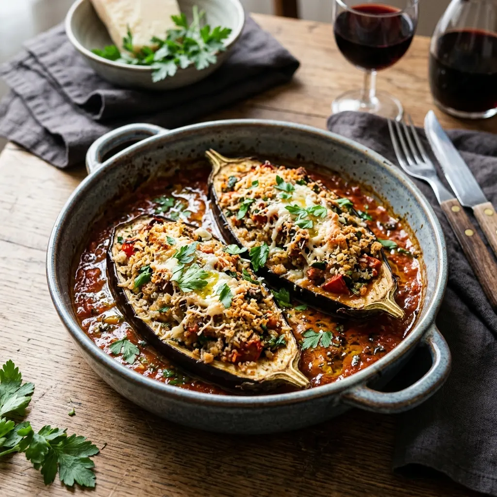Melanzane ripiene alla calabrese (aubergines farcies à la calabraise)