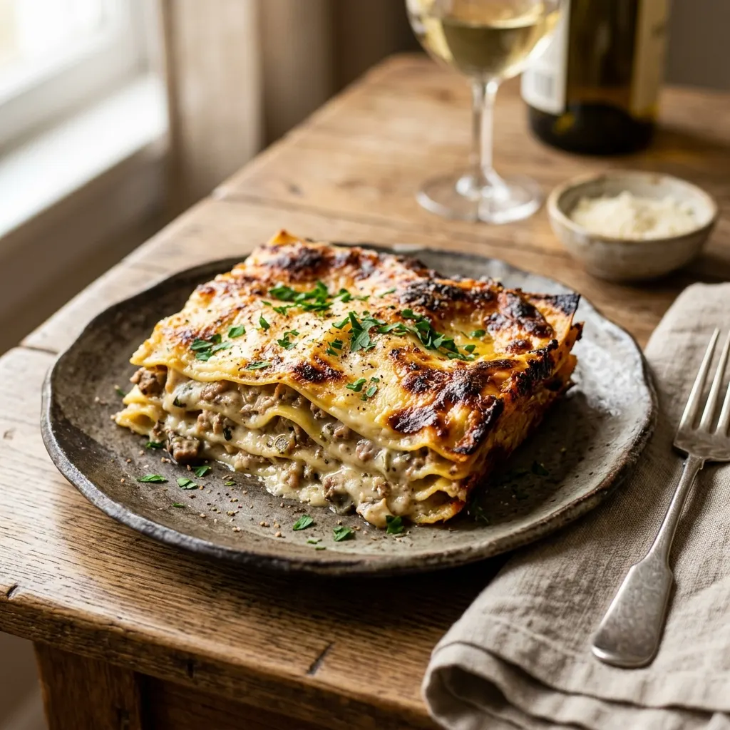 Vincisgrassi (lasagnes des Marches au ragù blanc et aux abats)