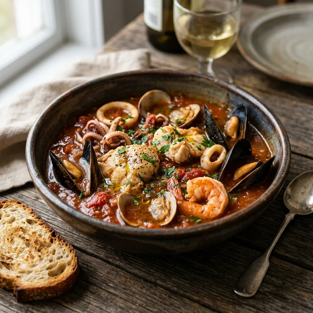Brodetto all'anconetana (soupe de poissons de l'Adriatique au vinaigre)