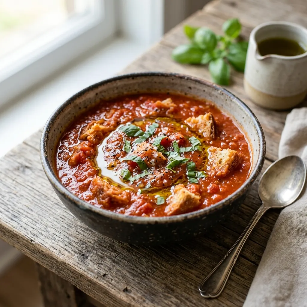 Pappa al pomodoro (soupe toscane de pain rassis et de tomate)