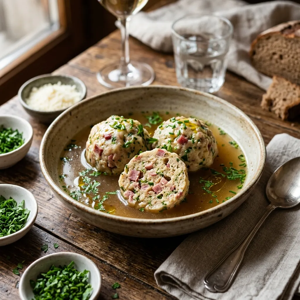 Canederli allo speck (boulettes de pain au speck du Trentin)