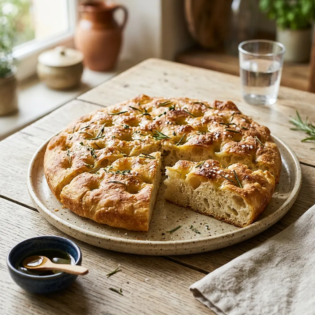 Focaccia genovese (focaccia génoise à l'huile d'olive)