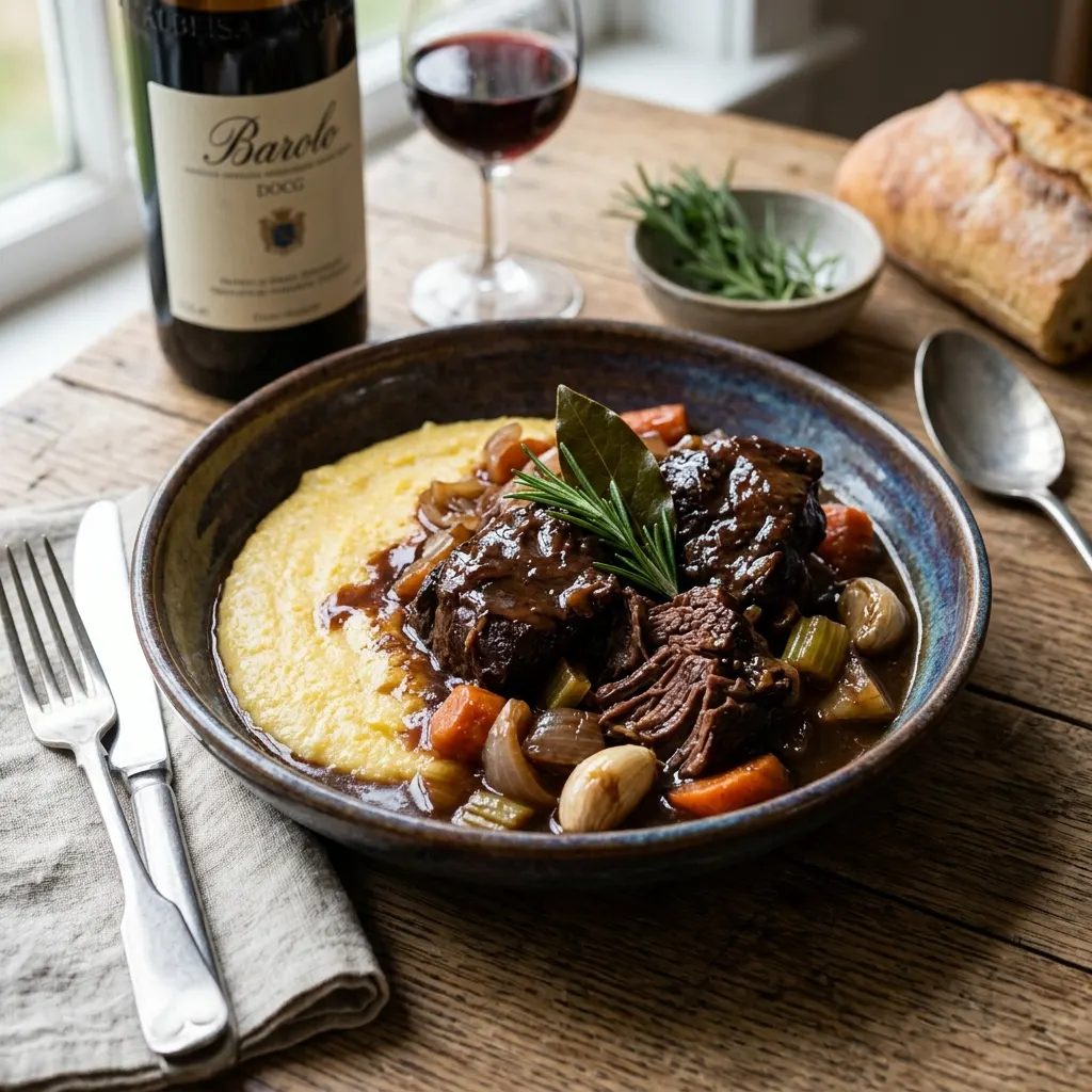 Brasato al Barolo (bœuf braisé au Barolo)