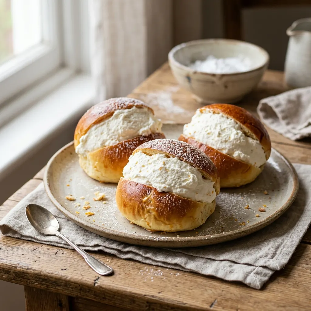Maritozzi con la panna (brioches romaines fourrées à la crème fouettée)
