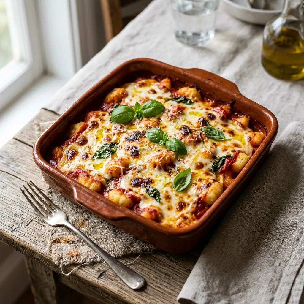 Gnocchi alla sorrentina (gnocchi gratinés à la tomate et à la mozzarella)