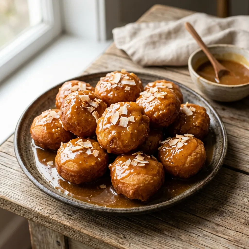 Faikakai topai (beignets wallisiens au caramel de coco)
