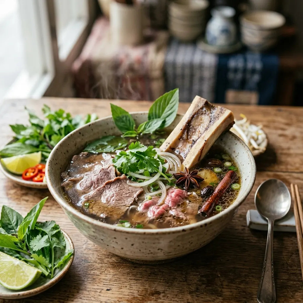 Nước dùng phở (bouillon de phở au bœuf et aux épices)