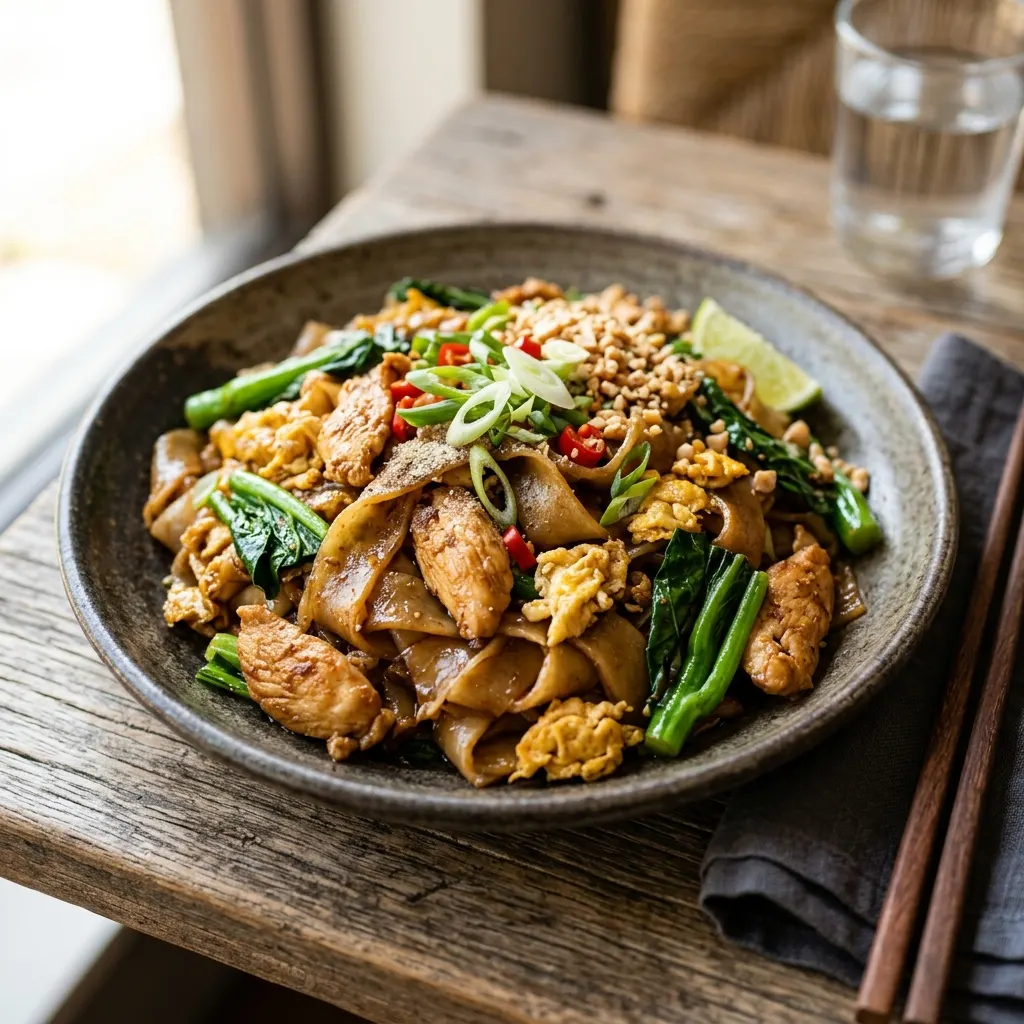 Phat see ew (nouilles larges sautées à la sauce soja)