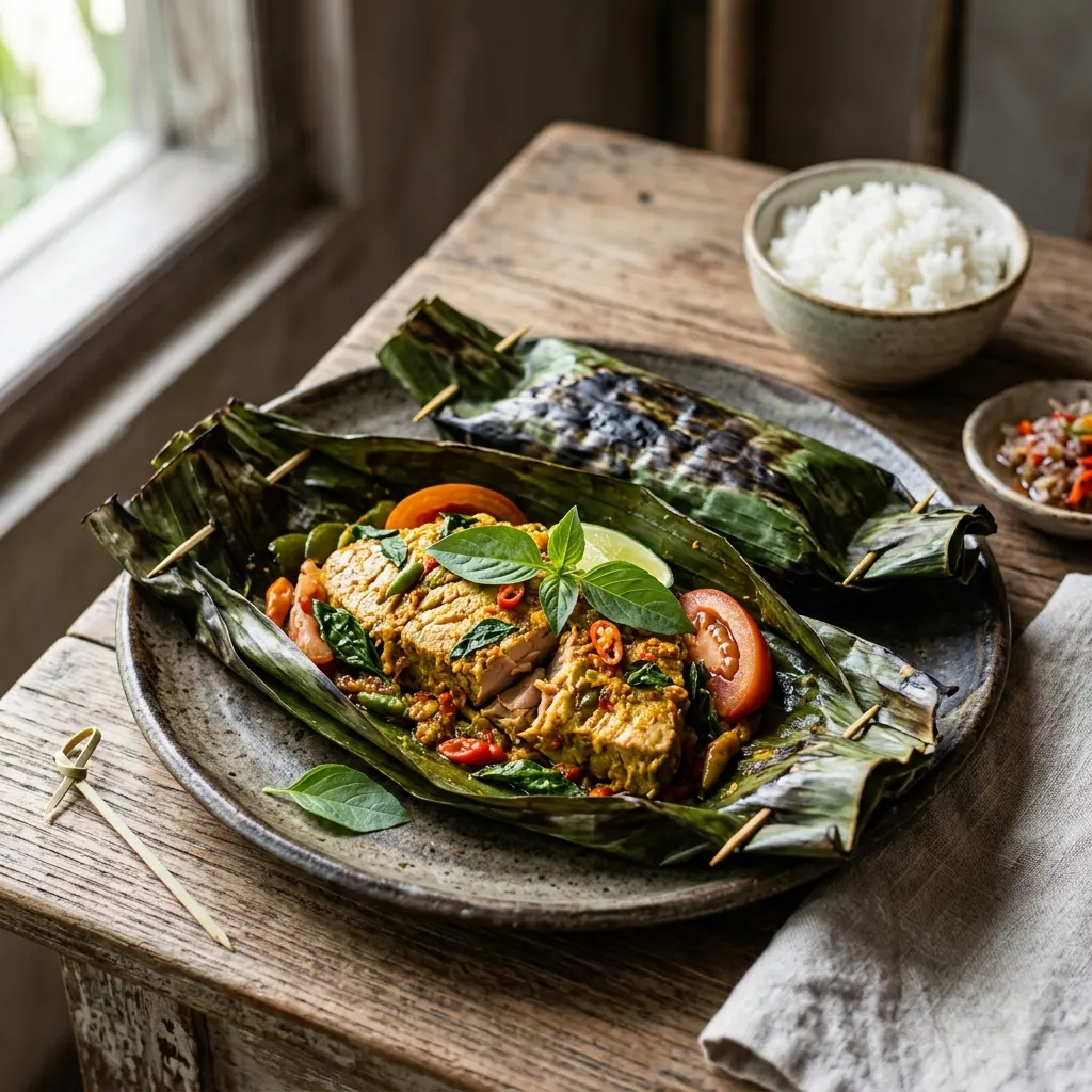 Pepes ikan (papillotes de poisson en feuille de bananier)
