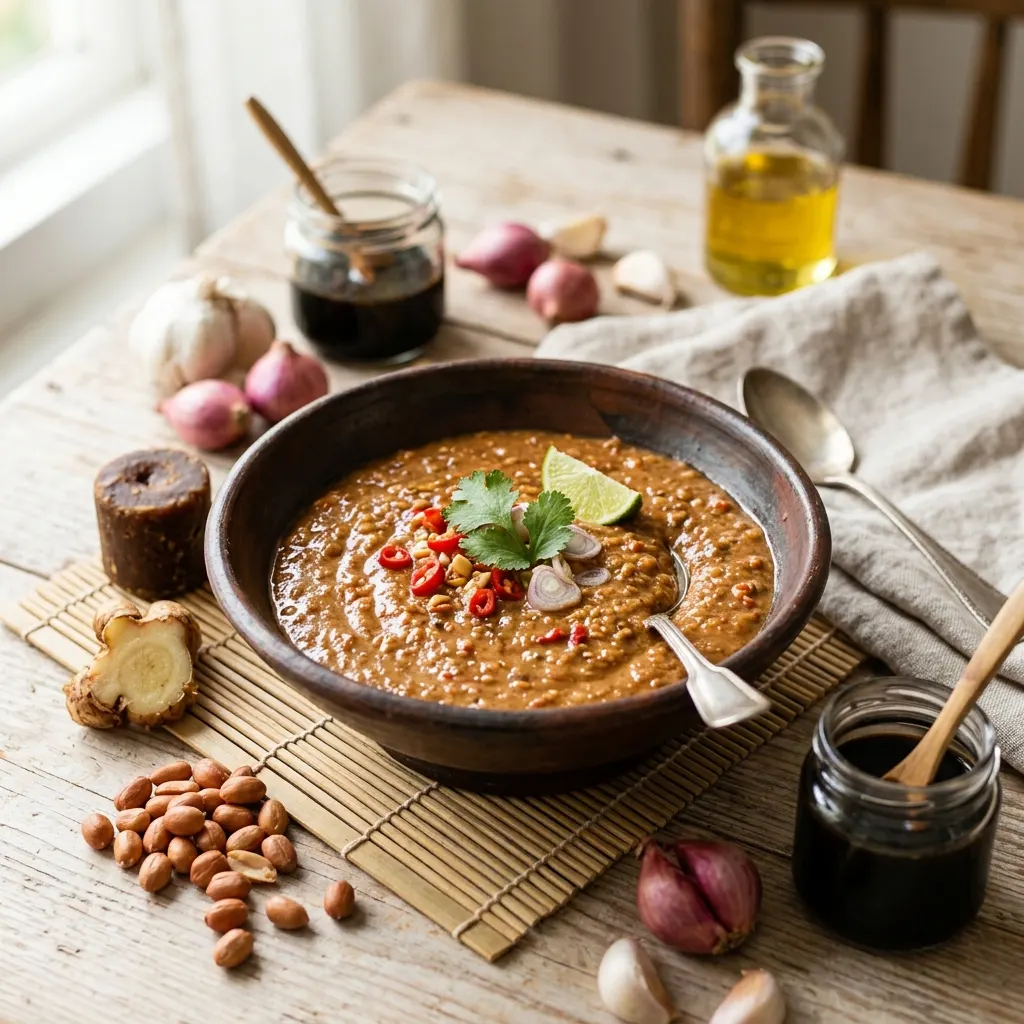 Saus kacang (sauce cacahuète indonésienne)
