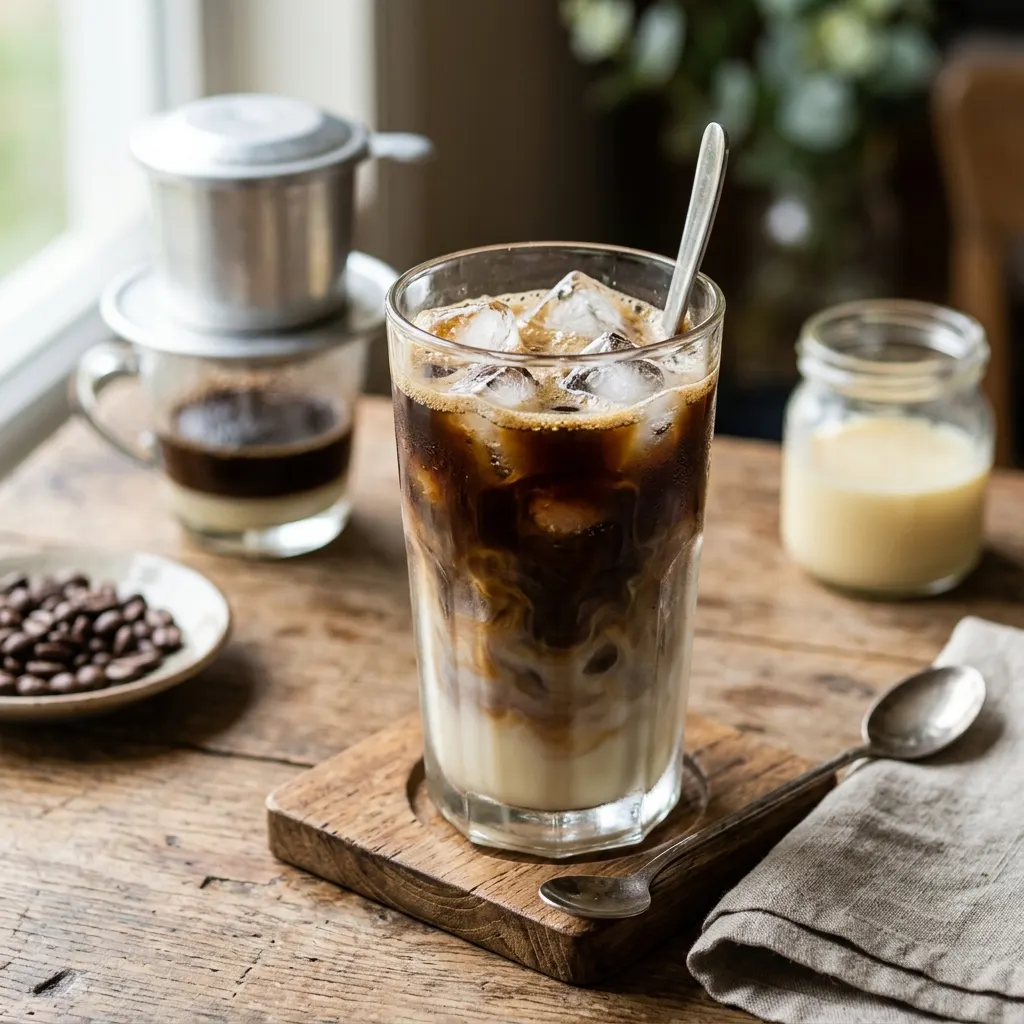 Cà phê sữa đá (café glacé vietnamien au lait concentré)