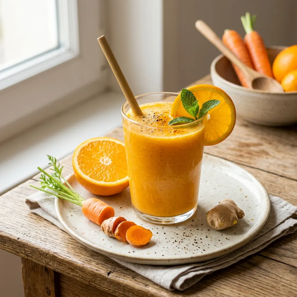 Smoothie carotte, orange et curcuma