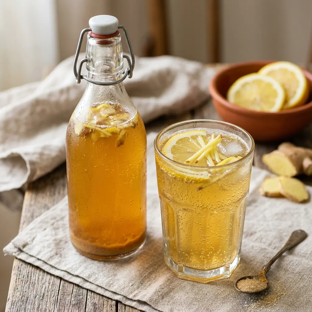 Kombucha gingembre-citron (deuxième fermentation)
