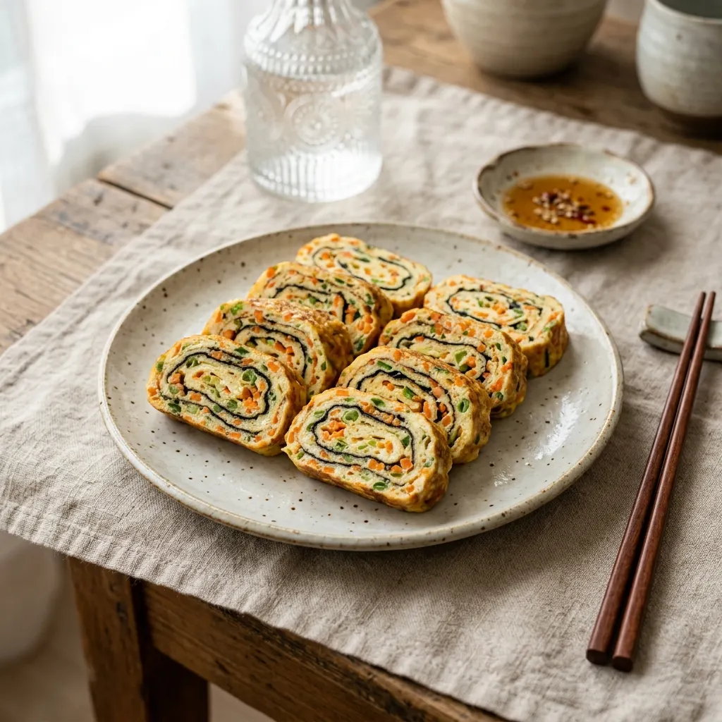 Gyeran mari (omelette roulée coréenne aux légumes)