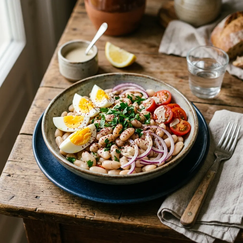 Piyaz (salade turque de haricots blancs à l'oignon rouge)
