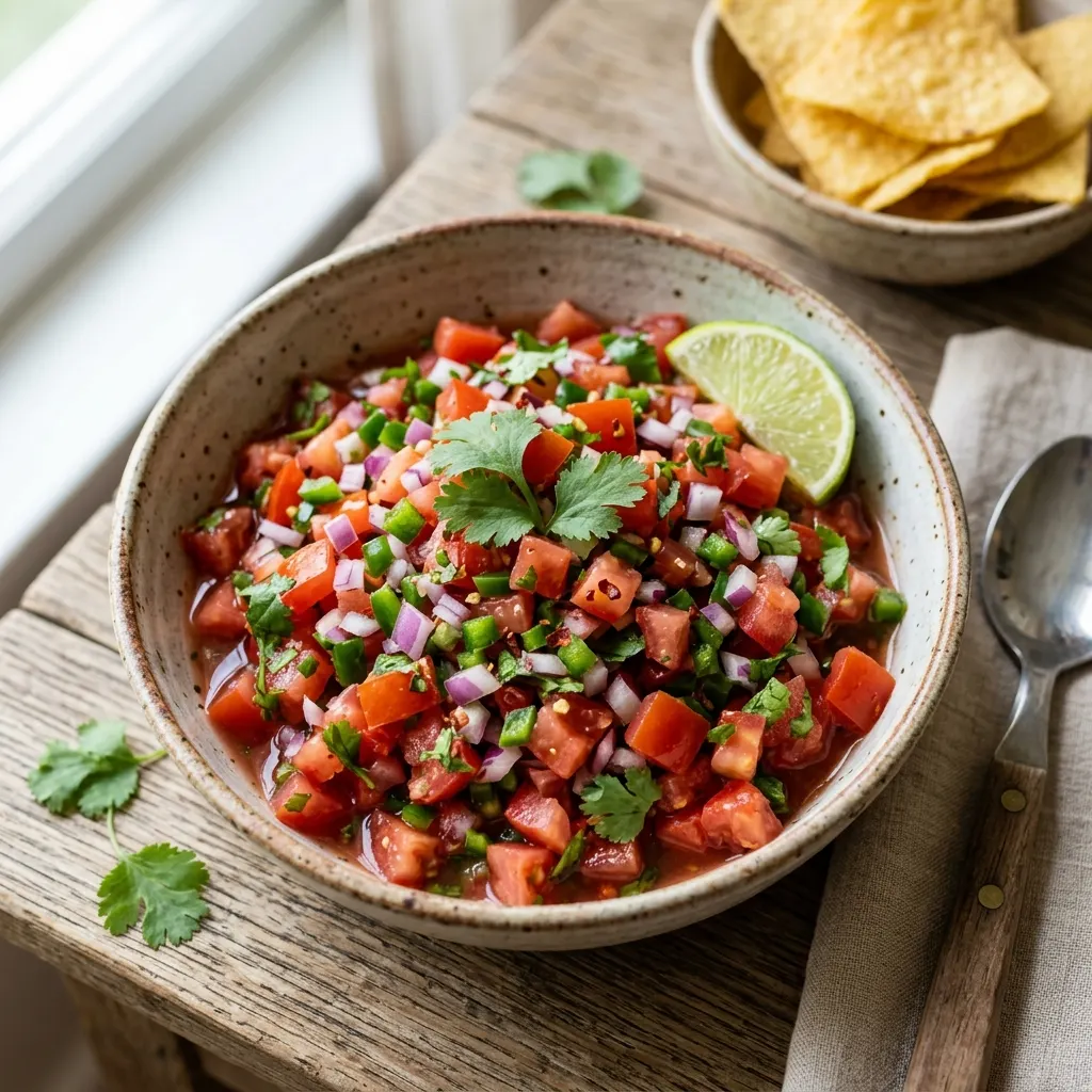 Pico de gallo (salsa mexicaine crue à la tomate et à la coriandre)