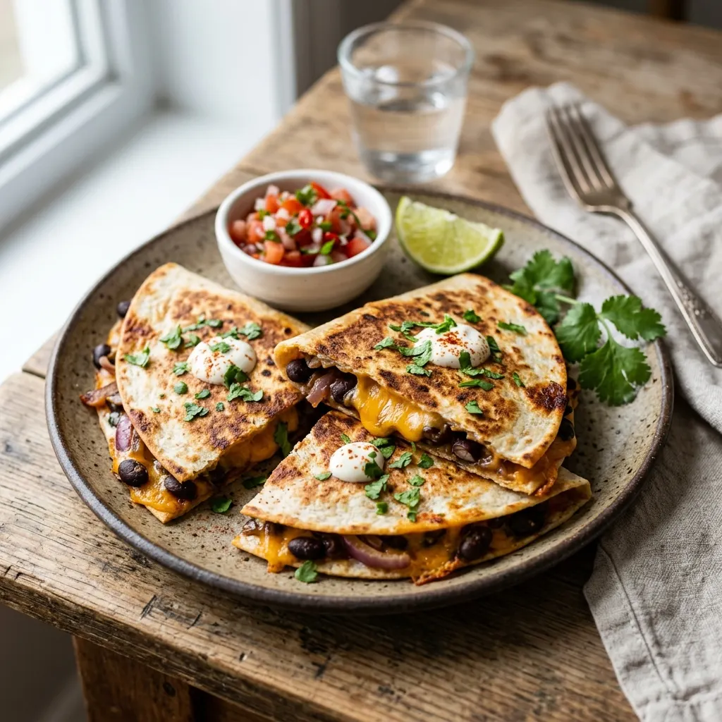 Quesadillas aux haricots noirs et au cheddar