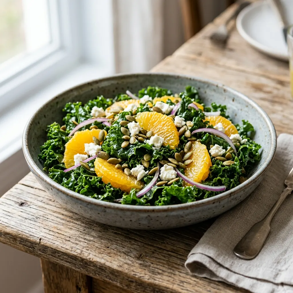 Salade de chou kale massé à l'orange