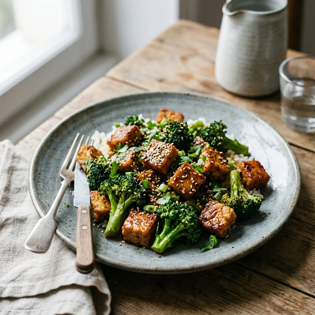 Tempeh sauté au brocoli et au sésame