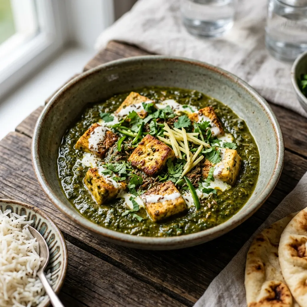 Saag tofu (épinards au tofu à l'indienne)