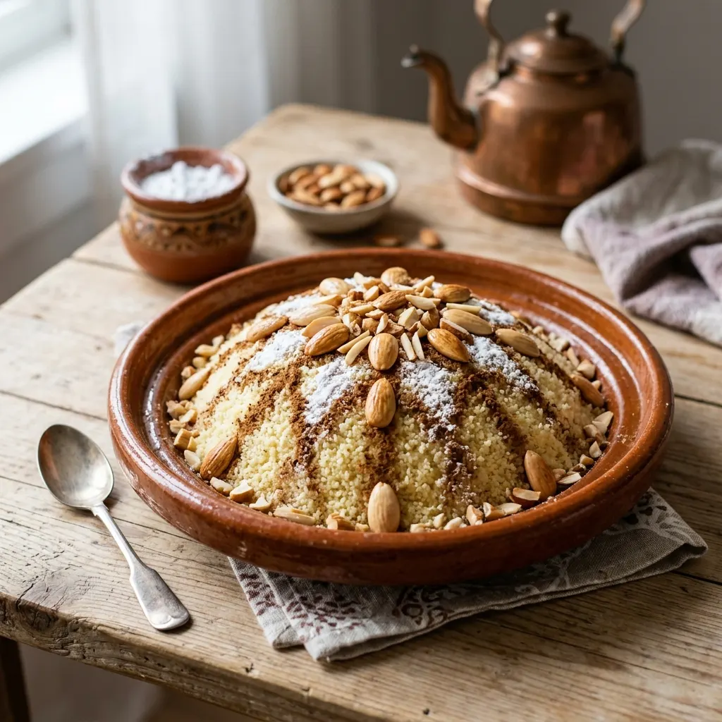 Seffa (semoule marocaine vapeur aux amandes et à la cannelle)