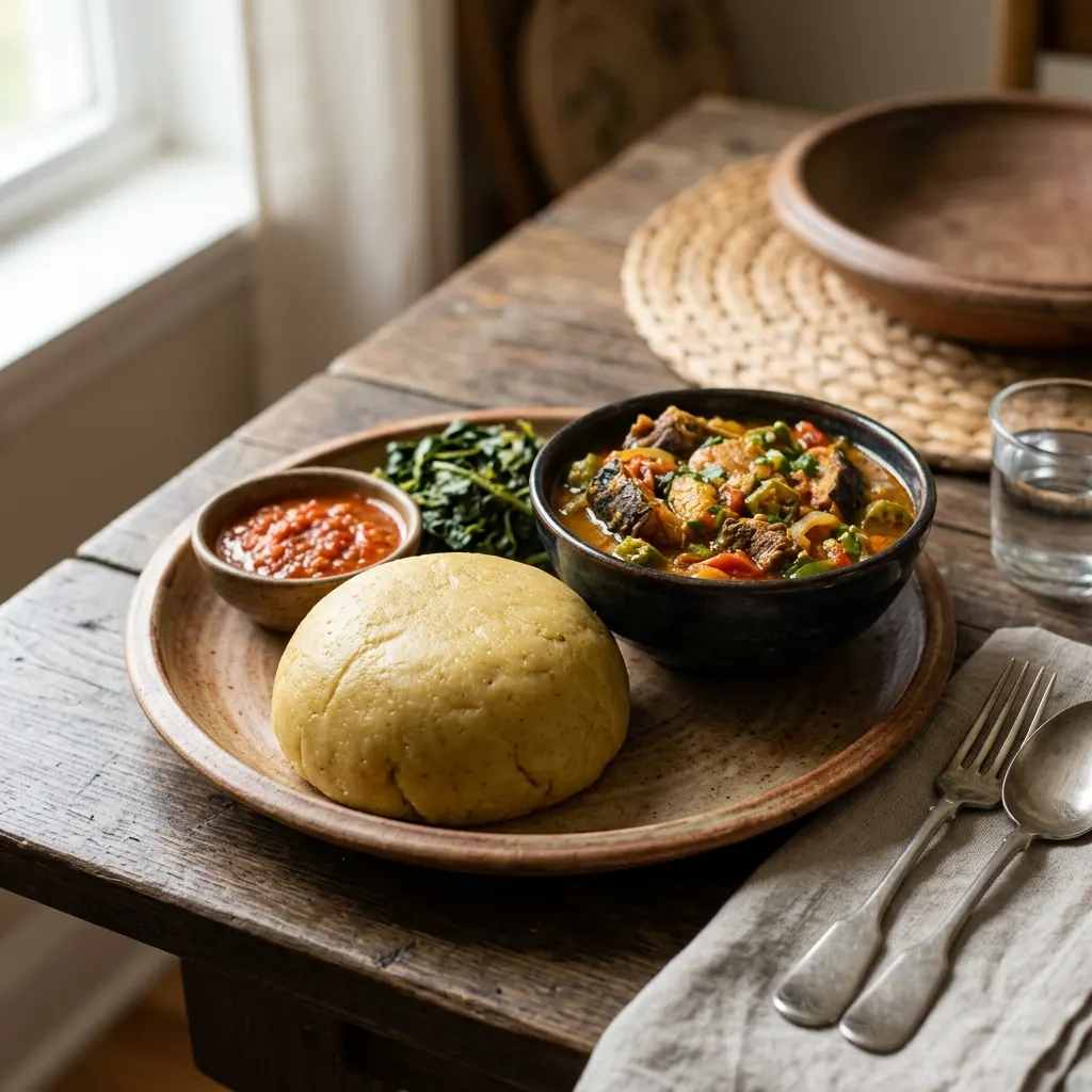 Foutou Banane (pâte ivoirienne de plantain pilée)