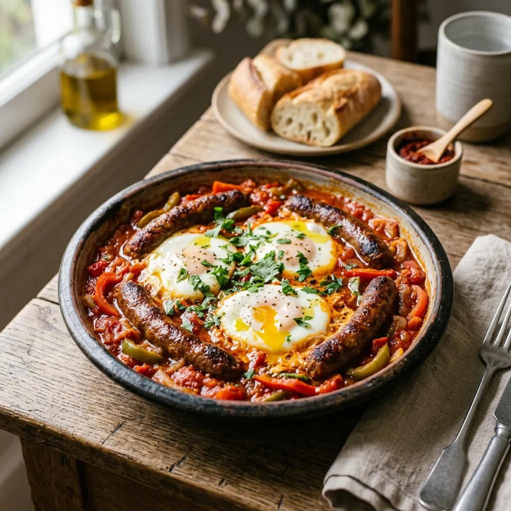 Ojja aux merguez (œufs pochés tunisiens à la tomate)