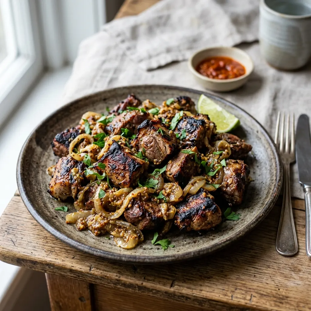 Dibi (mouton grillé sénégalais aux oignons à la moutarde)