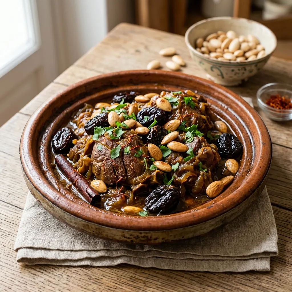 Tajine d'agneau aux pruneaux et aux amandes