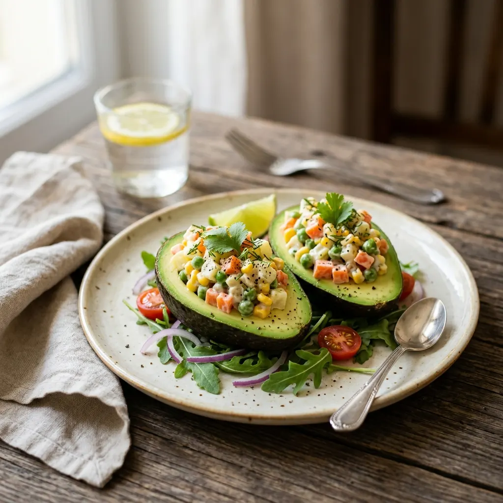 Palta rellena (avocats farcis à la macédoine de légumes)