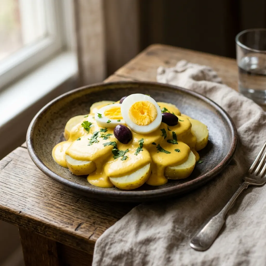Papa a la huancaína (pommes de terre à la sauce au fromage frais et à l'ají amarillo)