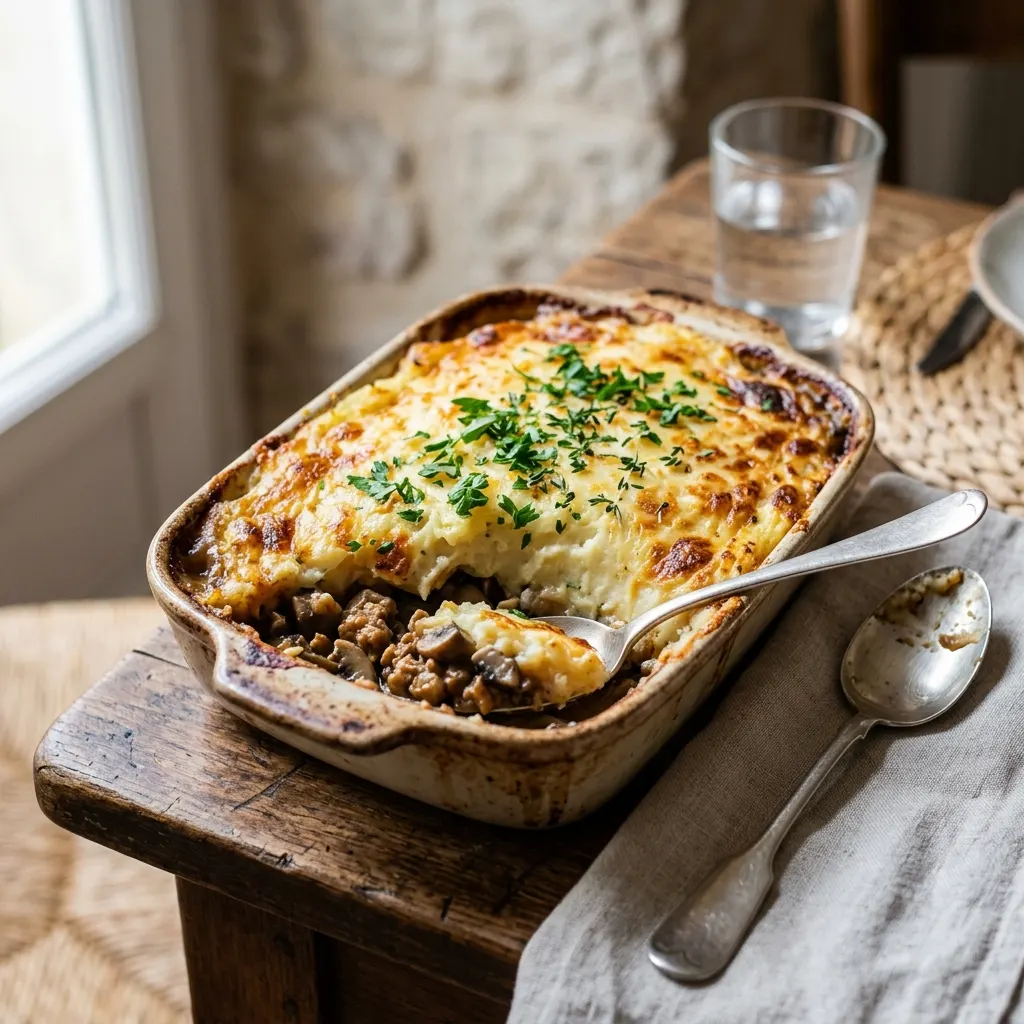 Escondidinho végétarien (parmentier brésilien de manioc aux champignons)