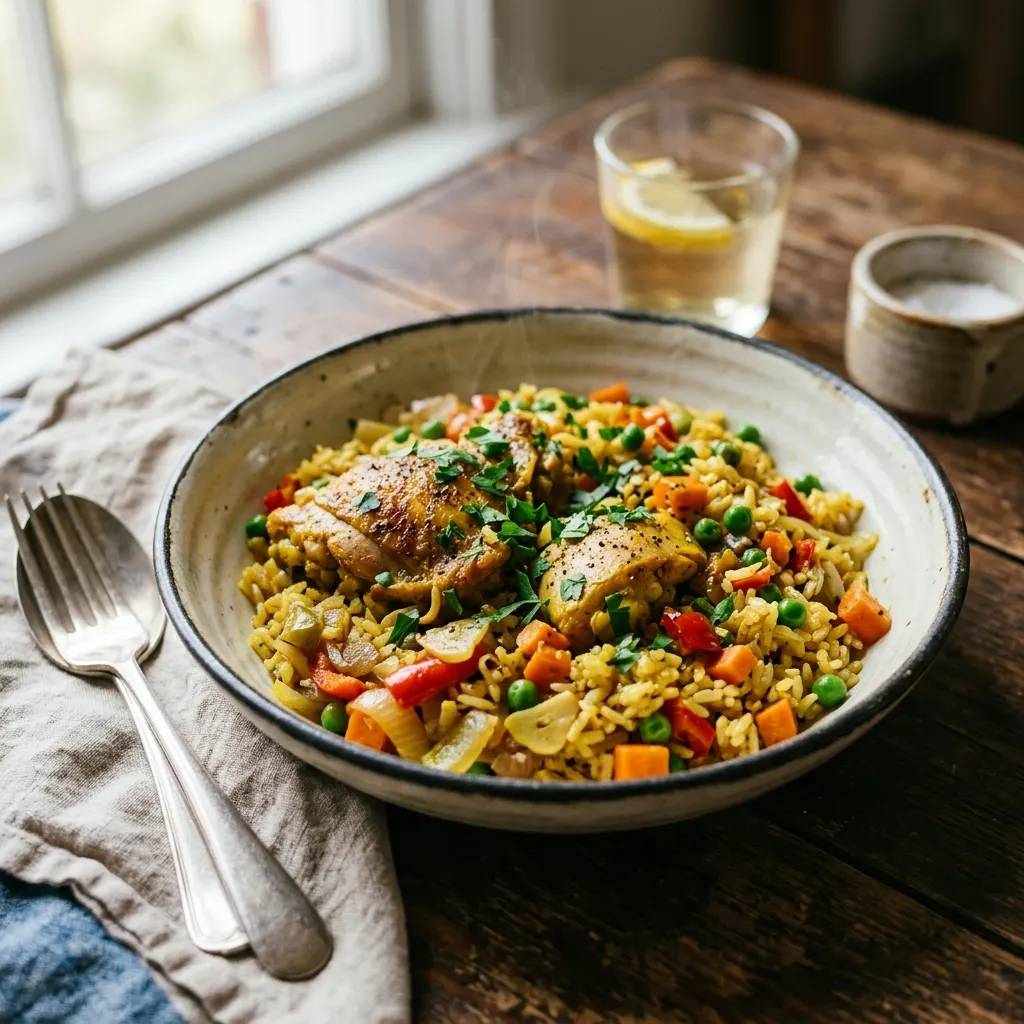 Galinhada (riz au poulet et au curcuma)