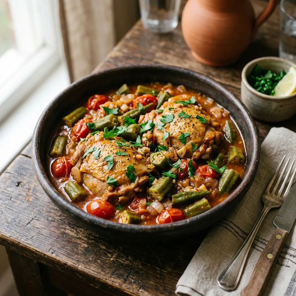 Frango com quiabo (poulet mijoté aux gombos)