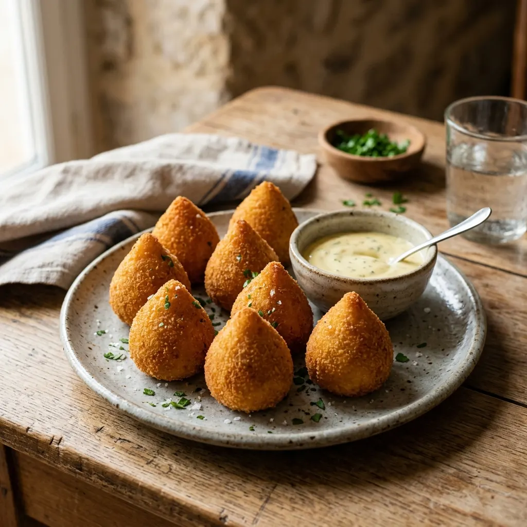 Coxinha de frango (croquettes de poulet en pâte de pomme de terre)