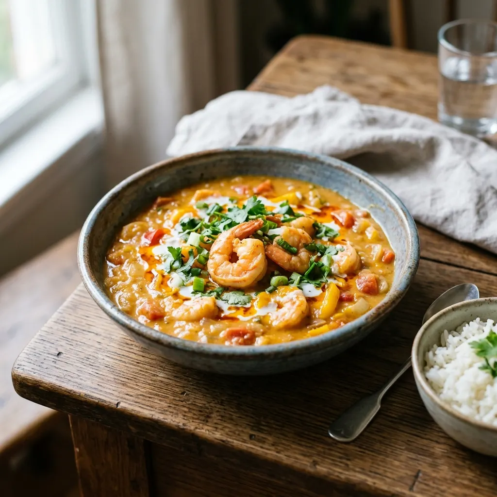 Bobó de camarão (crevettes à la crème de manioc et au lait de coco)