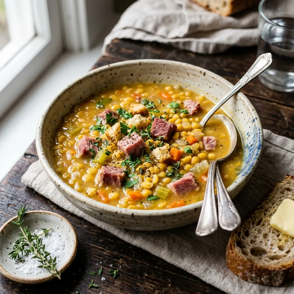 Soupe aux pois au jambon