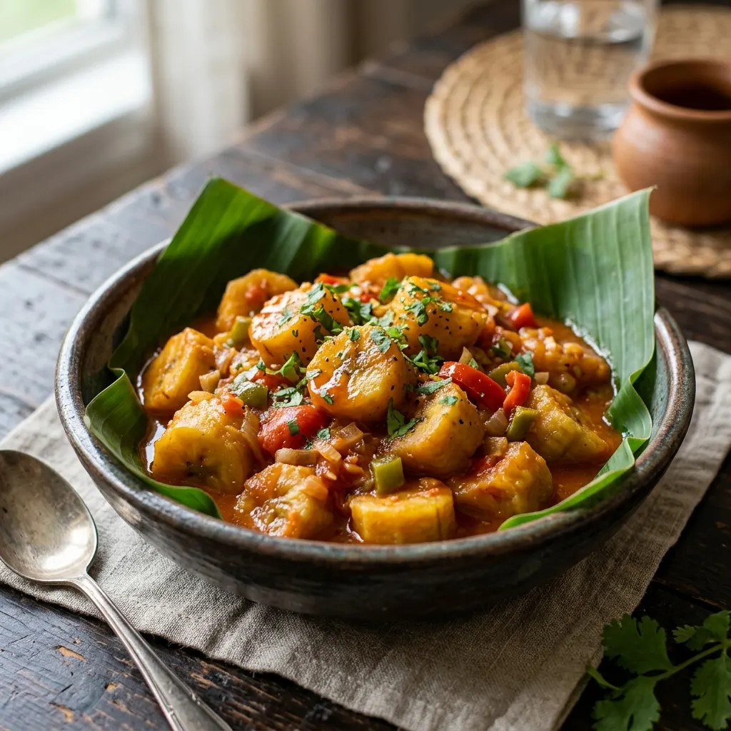 Matoke (bananes plantains ougandaises mijotées à la tomate)