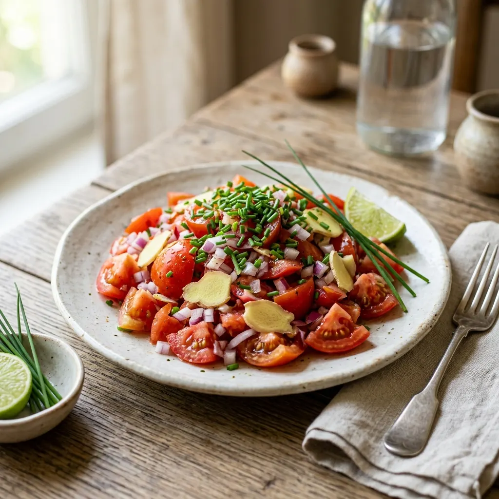 Lasary voatabia (salade malgache de tomates au gingembre)