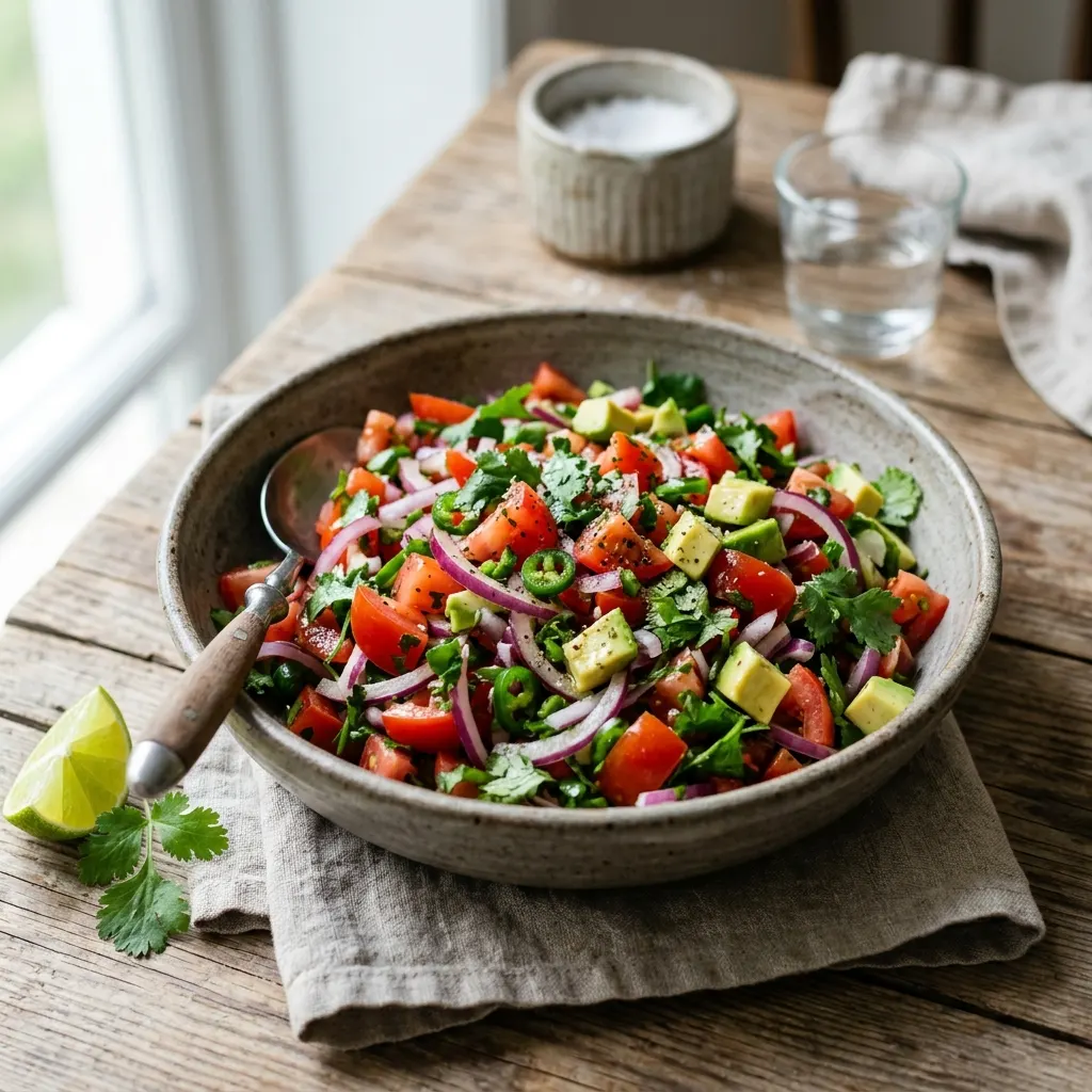 Kachumbari (salade kényane de tomates et d'oignons au citron vert)