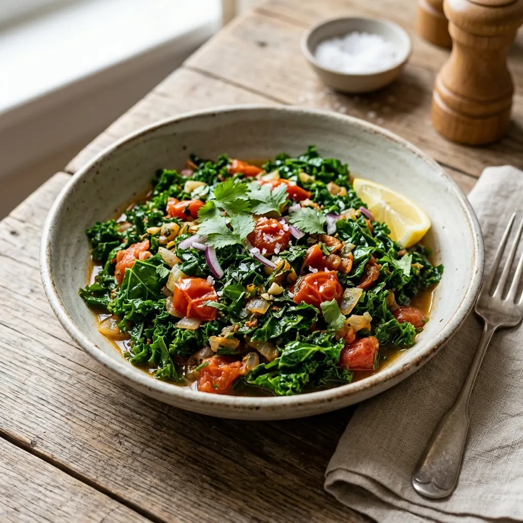 Sukuma wiki (chou kale kényan sauté à la tomate)