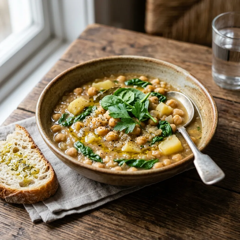Sopa de grão (soupe portugaise de pois chiches)
