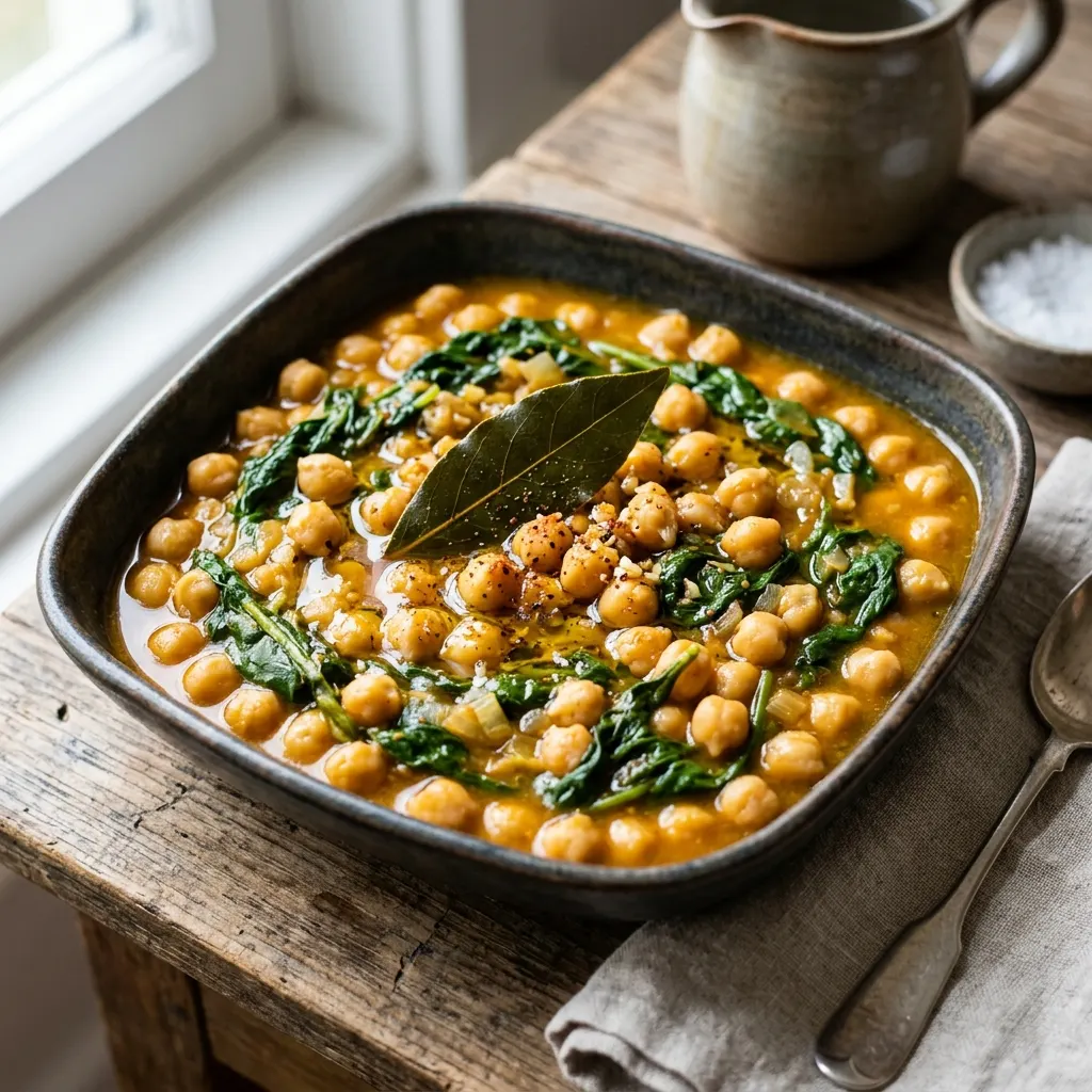 Grão com espinafres (pois chiches aux épinards à la portugaise)