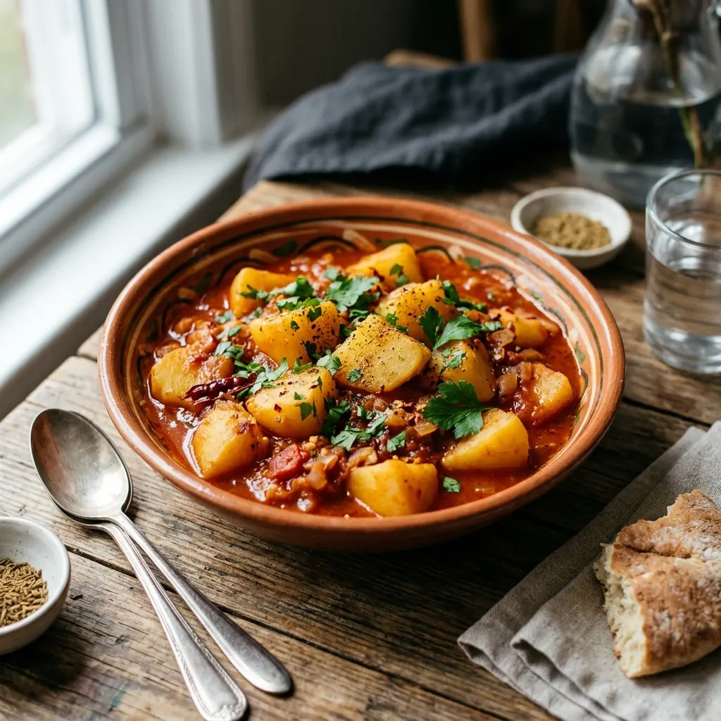 Chtitha batata (pommes de terre algériennes en sauce rouge)