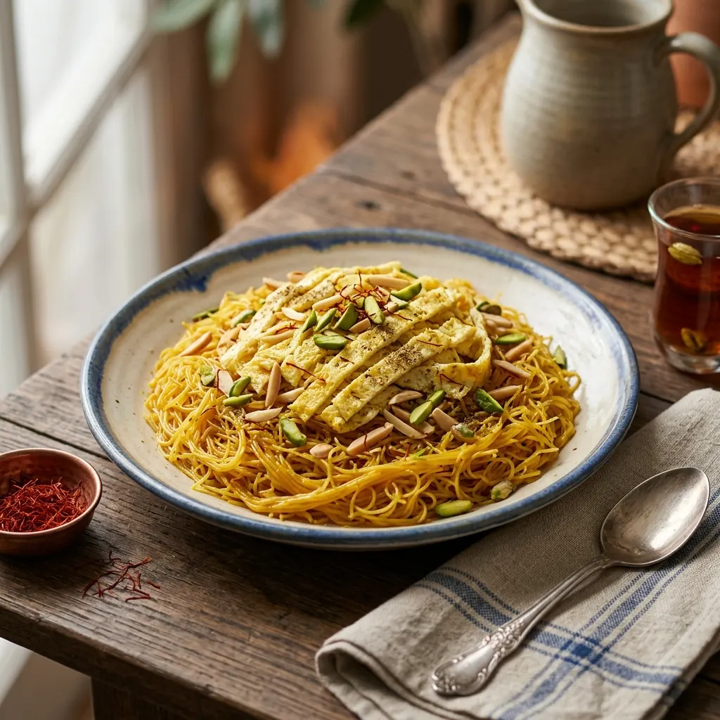 Balaleet (vermicelles sucrés émiratis au safran et à l'omelette)
