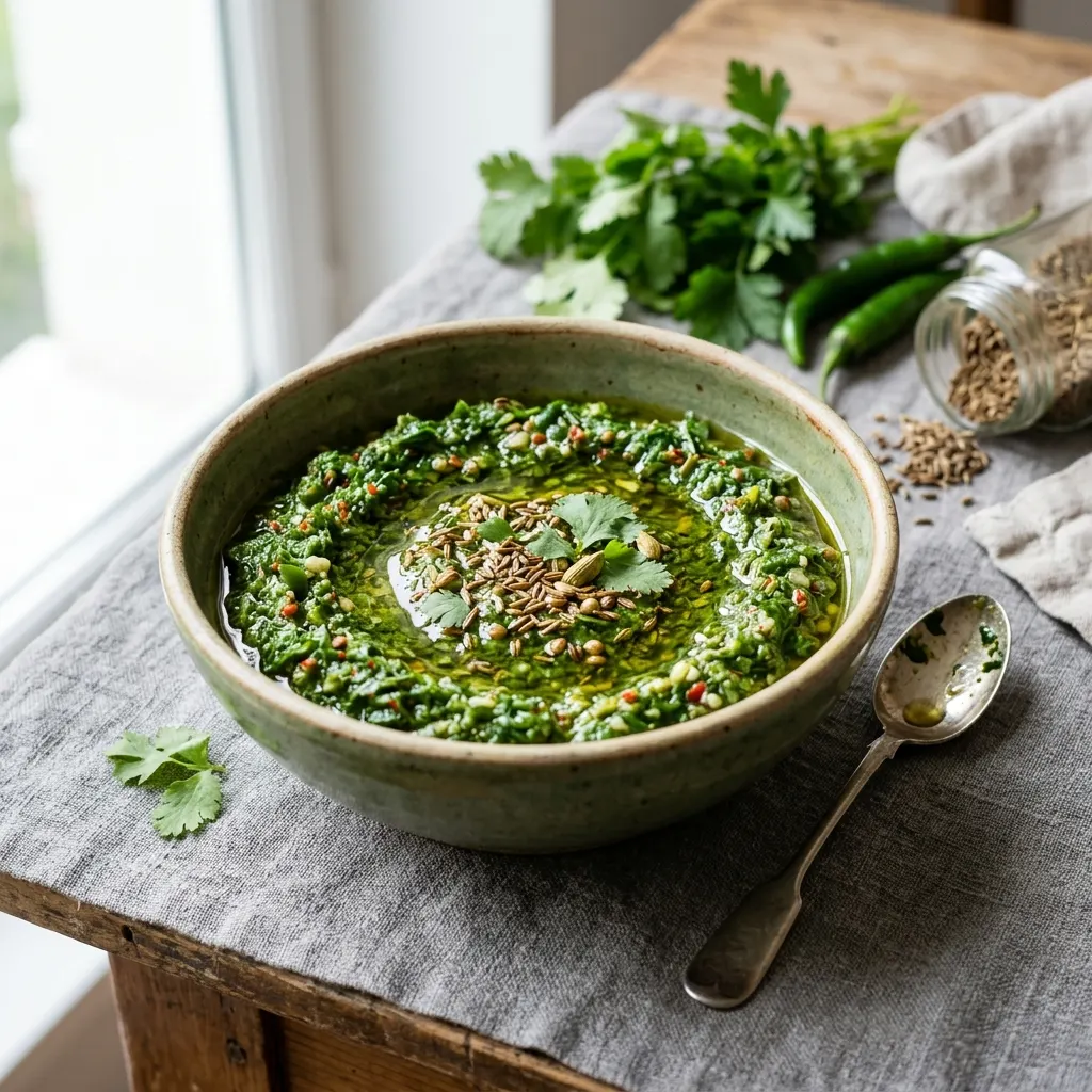 Zhoug (sauce yéménite verte à la coriandre et au piment)