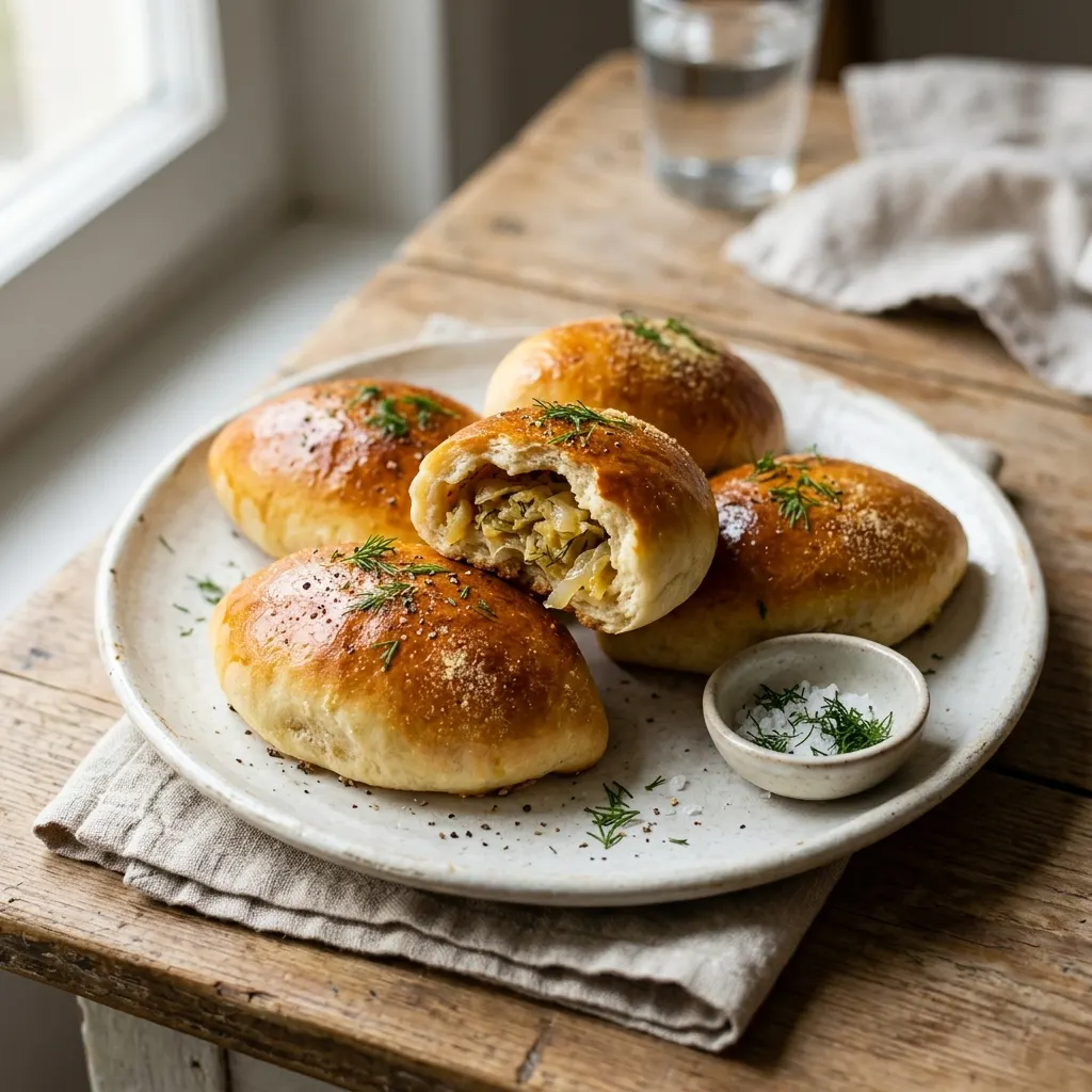Pirojki au chou (petits pains russes farcis au chou fondu)