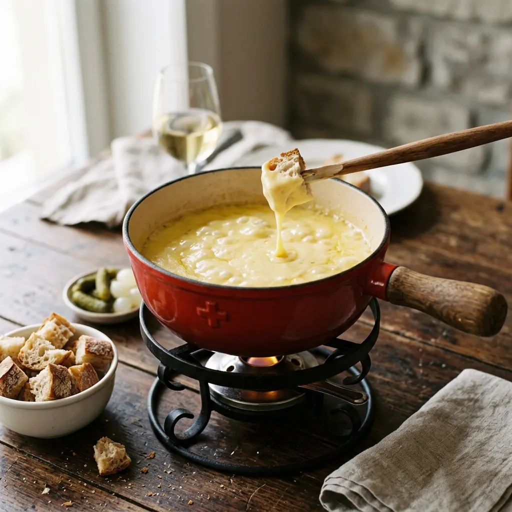 Fondue suisse au gruyère et à l'emmental